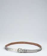 Calvin Klein silver cracked leather double strap belt style# 318308602