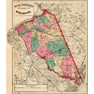   1873 Antique Map of the County of Burlington, NJ