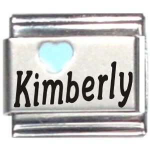  Kimberly Light Blue Heart Laser Name Italian Charm Link 