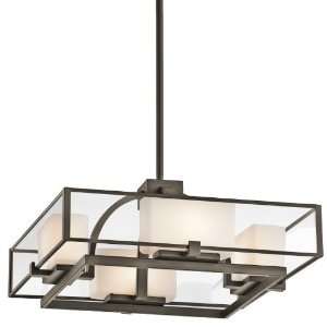   Modern 4 Light Up Lighting Square Chandelier with R
