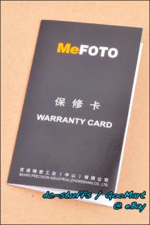 Warranty Card   Company Name shows BENRO