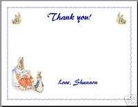 12 Peter Rabbit Thank you Cards for Baby Shower  
