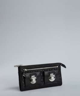 Marc Jacobs black quilted leather double pocket zip wallet
