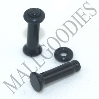 0636 Acrylic Single Flare Black 8 Gauge 8G Plugs 3.2mm  