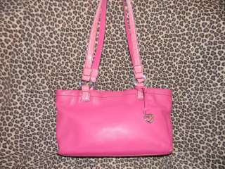 BRIGHTON COLLECTION HOT PINK LEATHER TOTE BAG PURSE FLORAL HANG TAG 