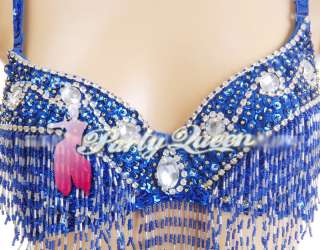 9color BELLY DANCE Crystal and Long Tassels Bra top 34C  