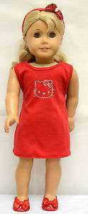 Doll Clothes fit AG & 18 Doll   cotton dress with rhinestones cat 