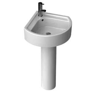   24610 00 Solutions Small Corner Bathroom Sink with Round Pedestal