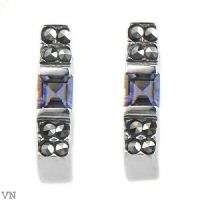 BOMA Tanzanite & Marcasite Earrings Silver  