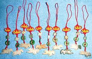 Set of 10 Tradition Chinese Jade Horses Lucky Charms  