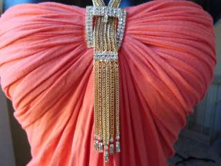 SKY PEACH TOP CRYSTAL BELT BUCKLE NECKLACE NWT S, M,L  