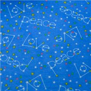 Love & Peace Cotton Flannel, Sewing, Quilting Blue FQs  