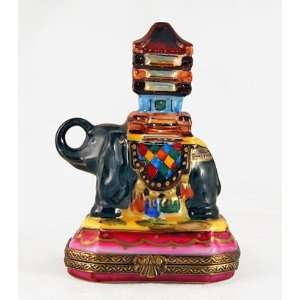  Asian Elephant Colorful French Limoges Box