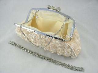 Champagne Rose Wedding Handbag Purse Clutch Lot Crystal CEL 025122