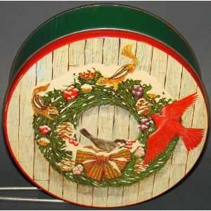  Christmas Tin Cardinal and Wreath Holiday Candy