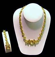 14K Gold & Onyx Toggle Necklace & Bracelet Set NEW  