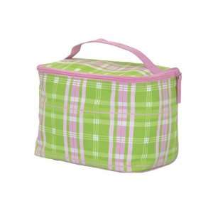  Plaid Pink Green Makeup Train Cosmetic Lunch Case Beauty