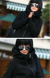 Hot Korean Style Hooded Coat Womens Jacket Black New  