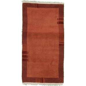 24 x 46 Red Hand Knotted Wool Modern Tibet Rug 