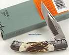 GERBER Genuine Stag LOCKBACK Pocket Knife 1052 New Handles Clip Blade 