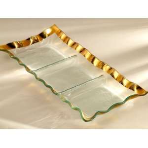  AnnieGlass Ruffle Three Section Tray Gold