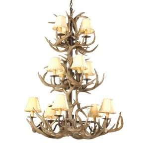  Coues Antler & Wrought Iron Chandelier   12 light