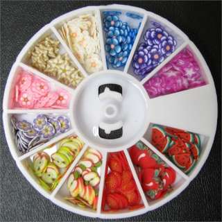  fimo slice lovely flower nail art decoration 12 different patterns 