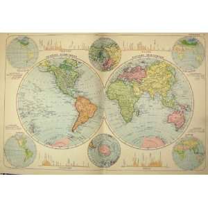  1912 Bacon World Hemisphere Rainfall Temperature