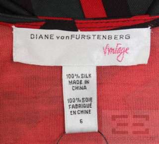 DVF Diane Von Furstenberg Red And Green Printed Silk Wrap Dress Size 6 