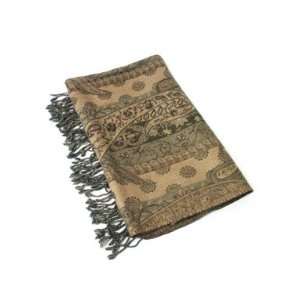 CHARTER CLUB Wool & Silk Wrap with Brown Paisley Design 