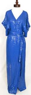   JUDITH Sequin Wrap Gown Dress BLUE Seen on Gwen Stefani & Leona Lewis