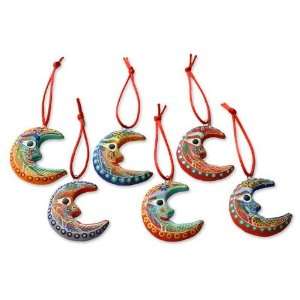    Ceramic ornaments, Crescent Moon (set of 6)