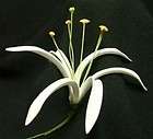 SPIDER LILY FOAM FLOWER HAIR PICK Pure White Curled  