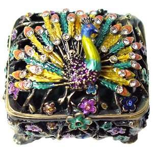    Extraordinary Peacock Bejeweled Trinket Box 