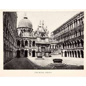 1905 Print Ducal Palace St. Marks Basilica Cathedral Courtyard Venice 