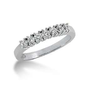  0.35 Ct Diamond Wedding Band Ring Round Prong 14k White 