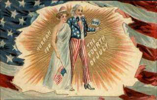 Uncle Sam & Lady Liberty c1910 Patriotic 4th July  
