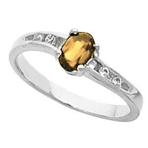    14K White Gold Spessartite Garnet and Diamond Ring Jewelry