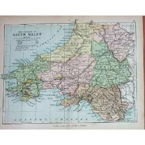  Map England C1895 South Wales Carmarthen Pembroke