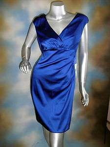   LAUREN LOpera Cobalt blue rouched waist cocktail party dress 12P