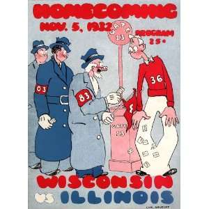 1932 Wisconsin vs. Illinois 36 x 48 Canvas Historic Football Print 