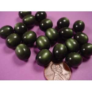  Vintage Olive Luminescent Lucite Oval Beads Arts, Crafts 