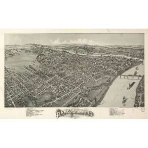  Historic Panoramic Map Parkersburg, West Virginia 1899 