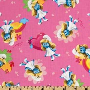  44 Wide Smurfette Allover Pink Fabric By The Yard Arts 