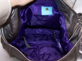 Kathy Van Zeeland STEEL Luxury Zip Top Hobo Bag w/Zipper Pockets 