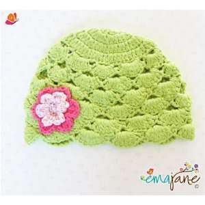   Bonnet (Apple Green with Flower)) Super Soft Baby Animal Cotton Hats