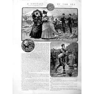  1886 Illustration Story Cottage Sea Dogs People Print