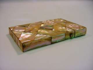 Antique 1800s Mother of Pearl Card Vesta Case #2 Abalone  