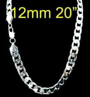 925 Silver Flat Truely Mens Necklace 12MM 20 TX01  