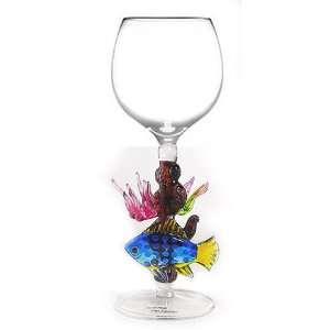  Hand Blown Coral Reef Wine Glass by Yurana Designs   W184 